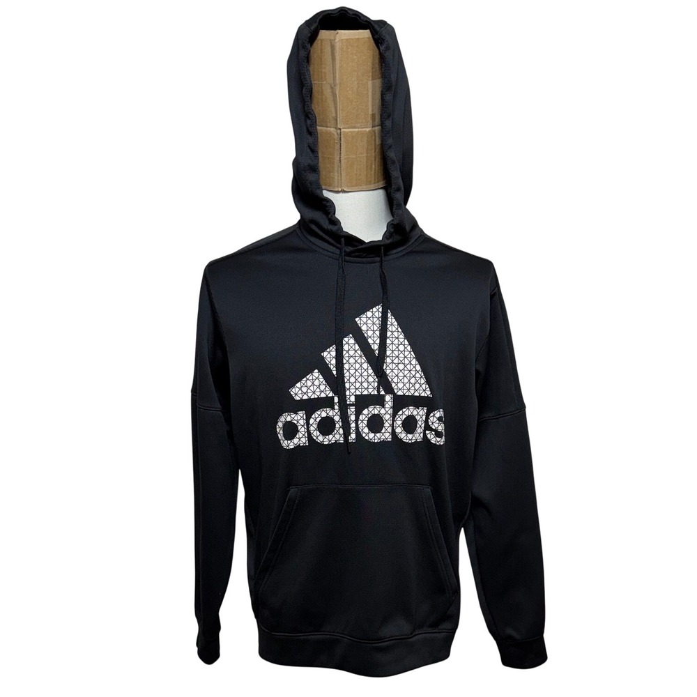 Adidas Hoodie Mens Large Black Climawarm Pullover Hooded Sweatshirt